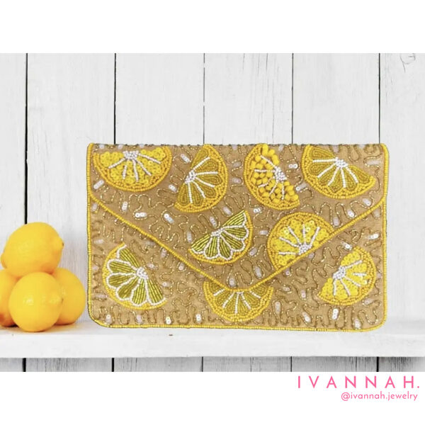 sweet lemon handmade beaded clutch purse