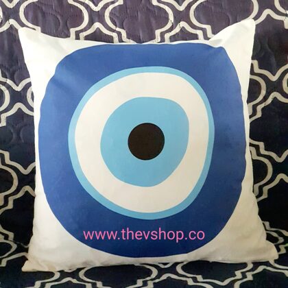 blue evil eye pillow